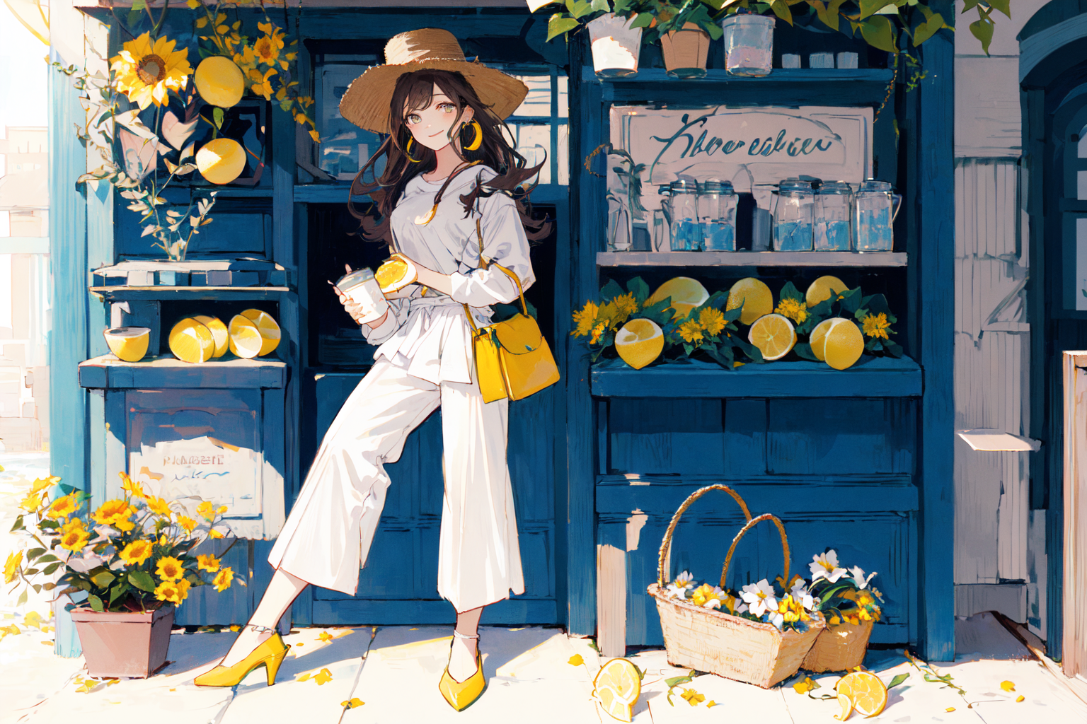 19932-2211060145-(masterpiece_1.2), best quality,PIXIV, Sweet girl,_1girl, flower, cup, hat, braid, brown hair, bag, high heels, food, jewelry, e.png